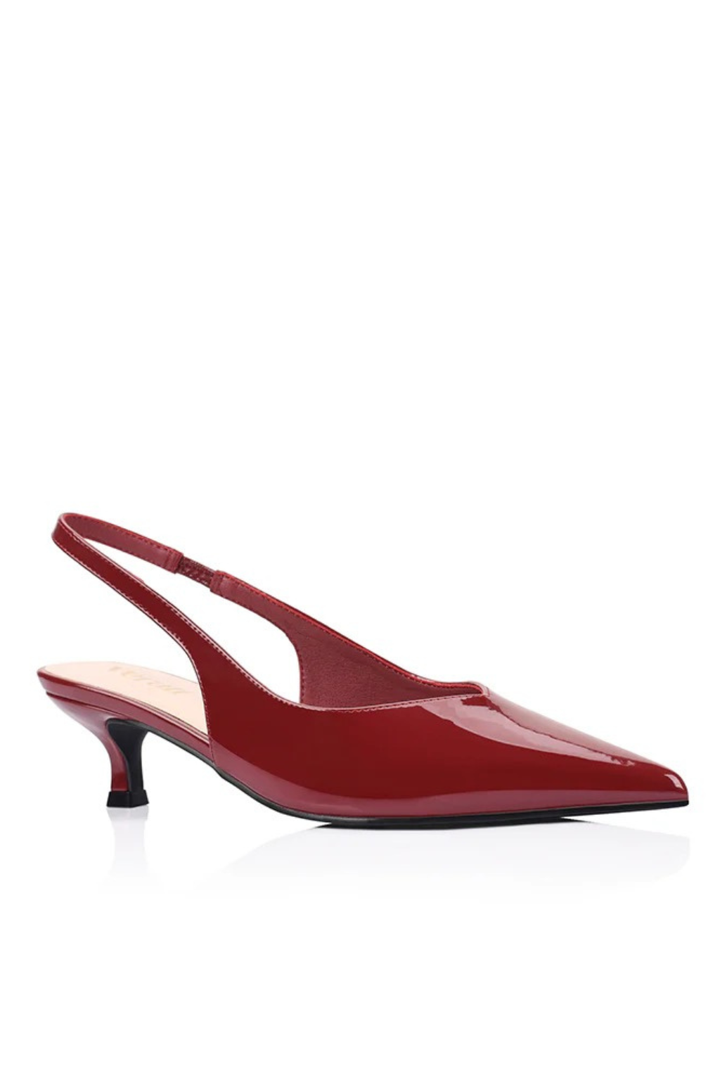 Lush Slingback Kitten Heels - Wine Patent
