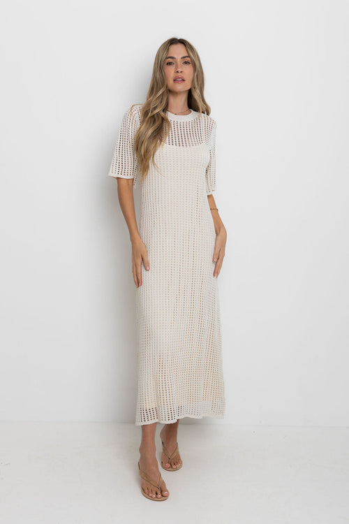 Airlie Crochet Midi Dress - Natural