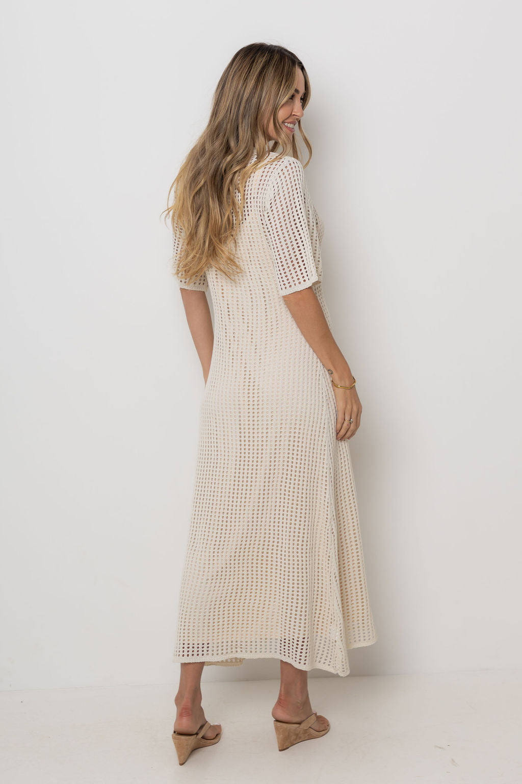 Airlie Crochet Midi Dress - Natural