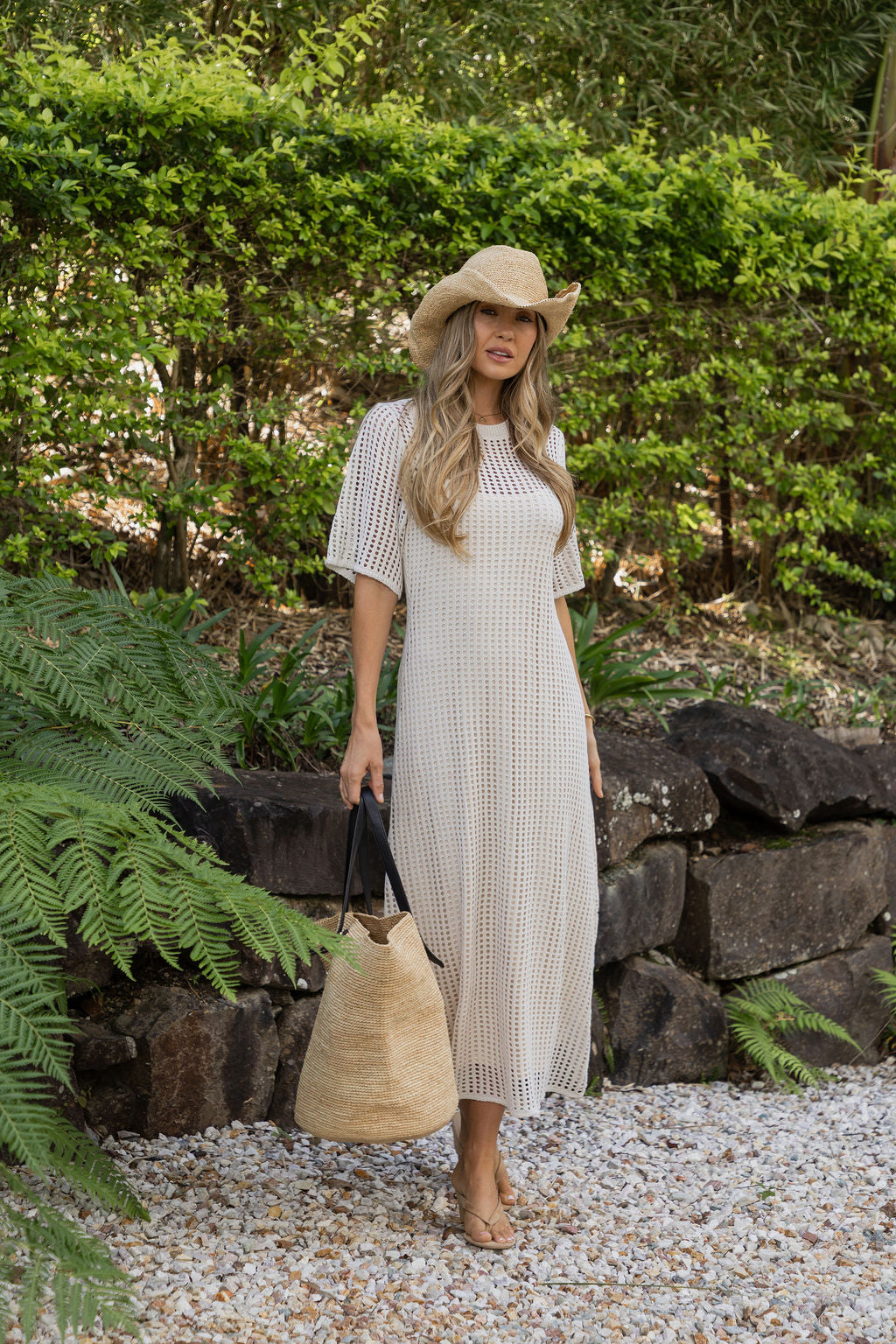 Airlie Crochet Midi Dress - Natural