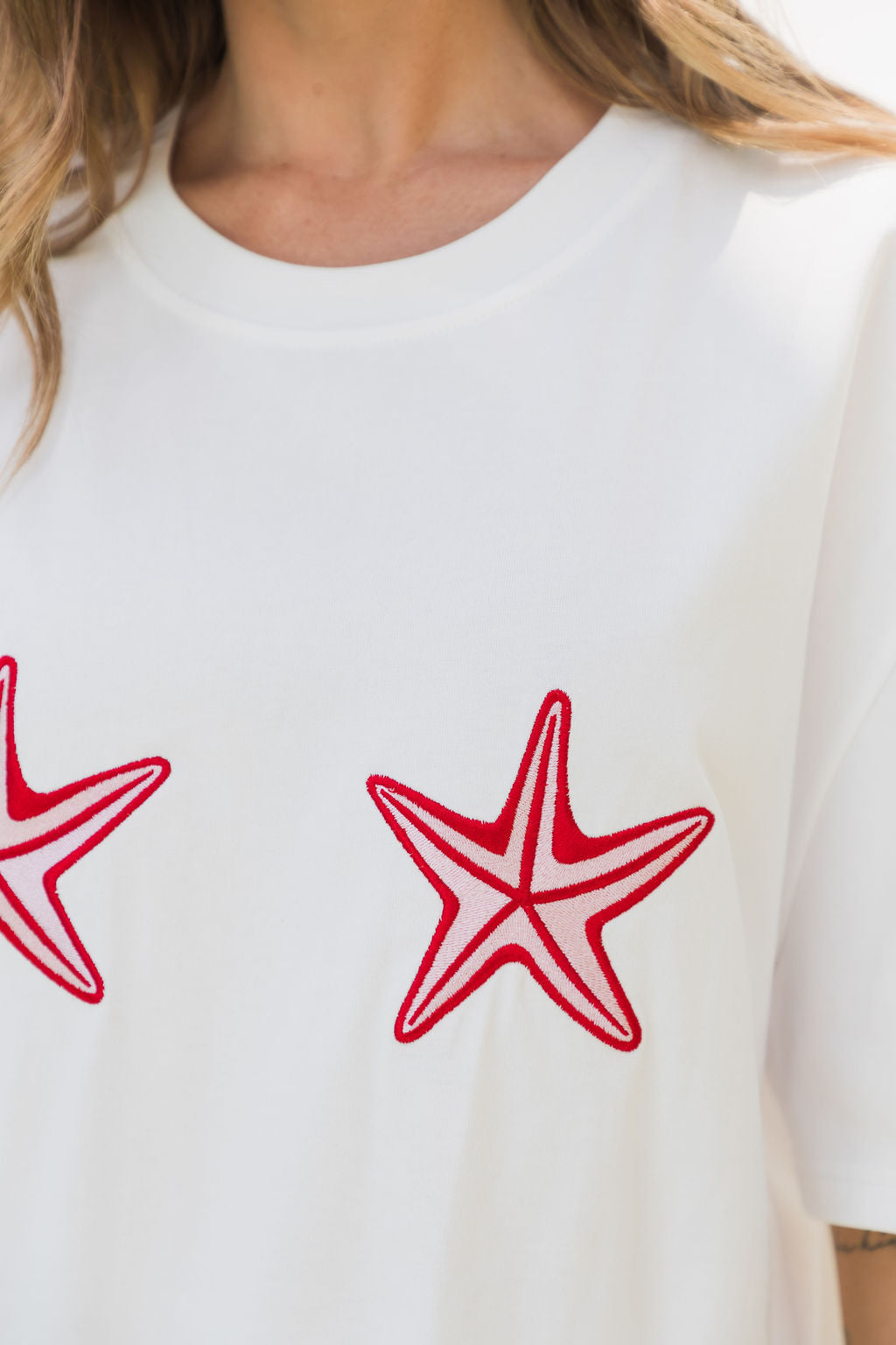 Malibu Embroidered Starfish Tee - Pink