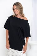 Arden Off-The-Shoulder Tee - Black