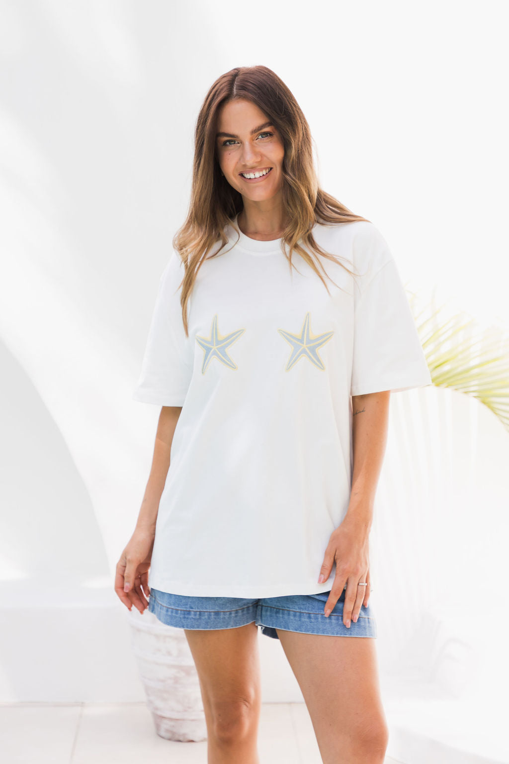 Malibu Embroidered Starfish Tee - Blue