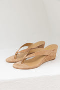 Charlize Thong Wedge Heel - Camel Tan Suede