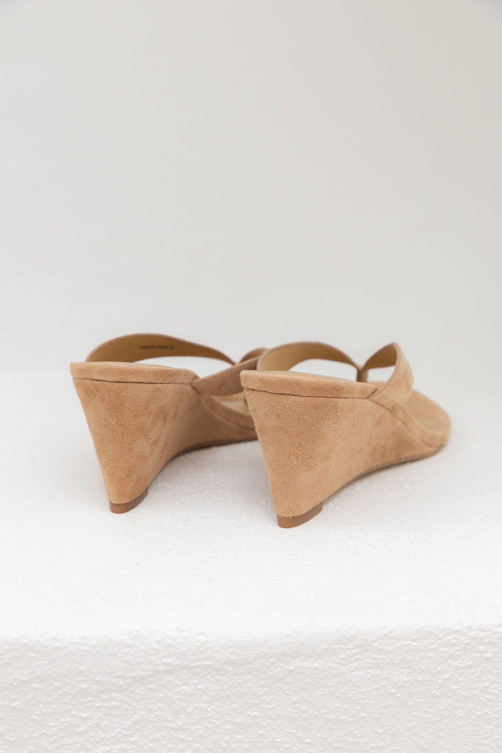 Charlize Thong Wedge Heel - Camel Tan Suede