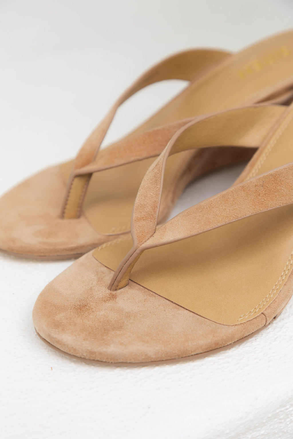 Charlize Thong Wedge Heel - Camel Tan Suede
