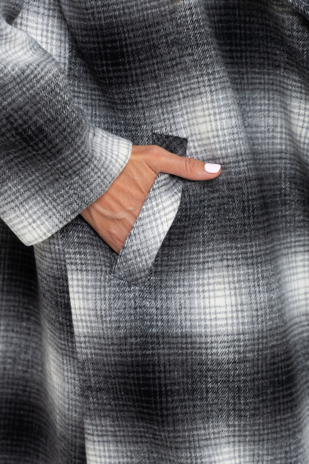 Carter Longline Coat  - Black and White