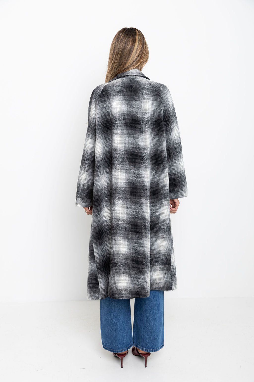 Carter Longline Coat  - Black and White