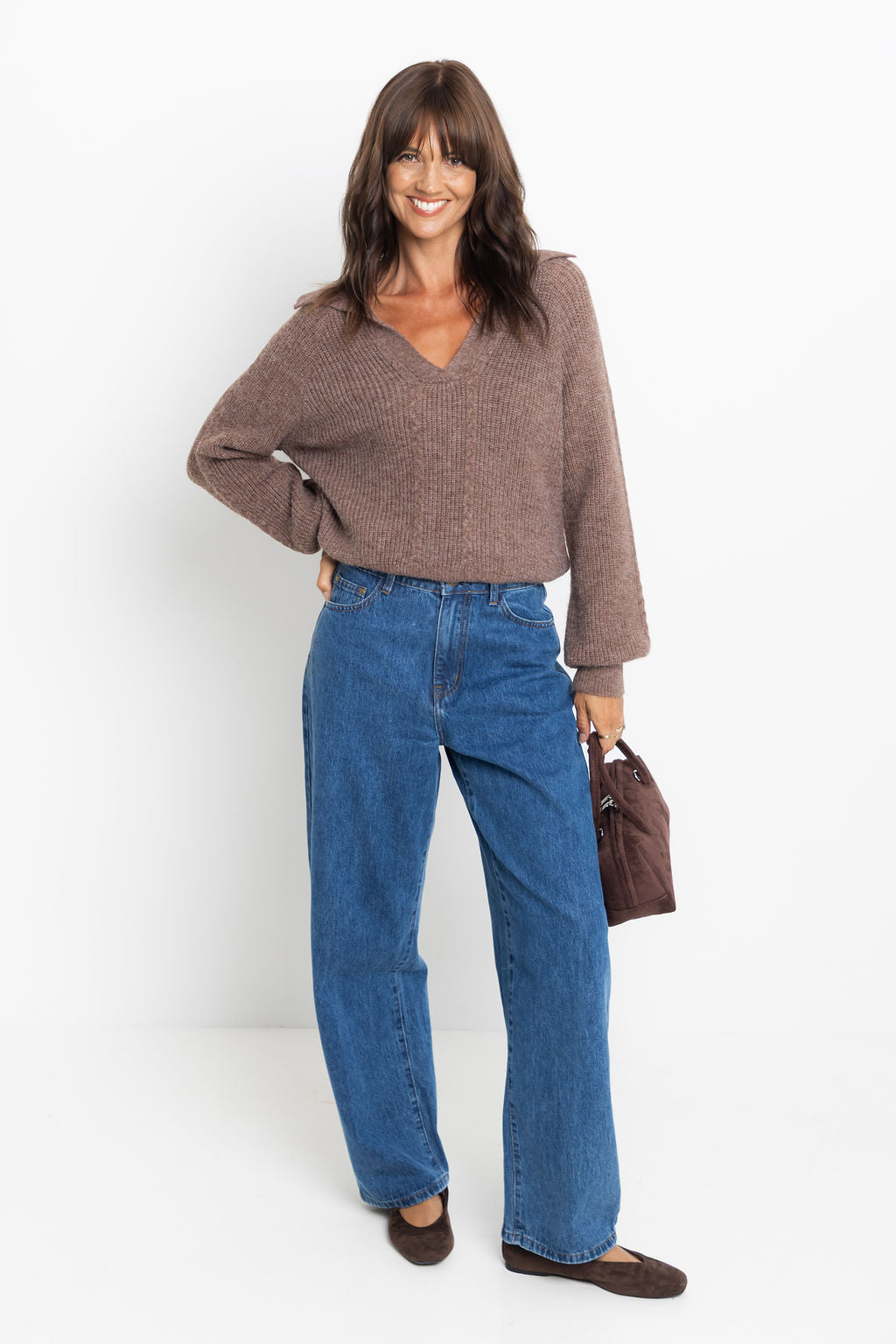 Maeve Knit Jumper  - Mocha Brown