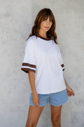 Blake Relaxed-Fit Stripe Tee - White and Chocolate