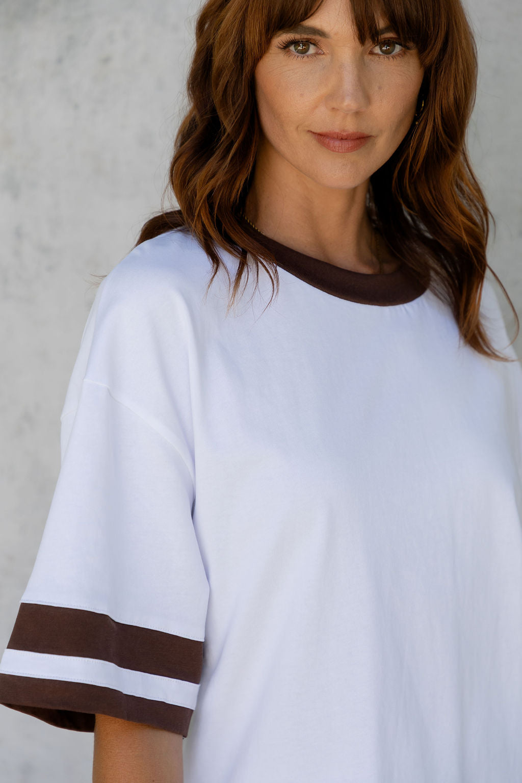 Blake Relaxed-Fit Stripe Tee - White and Chocolate