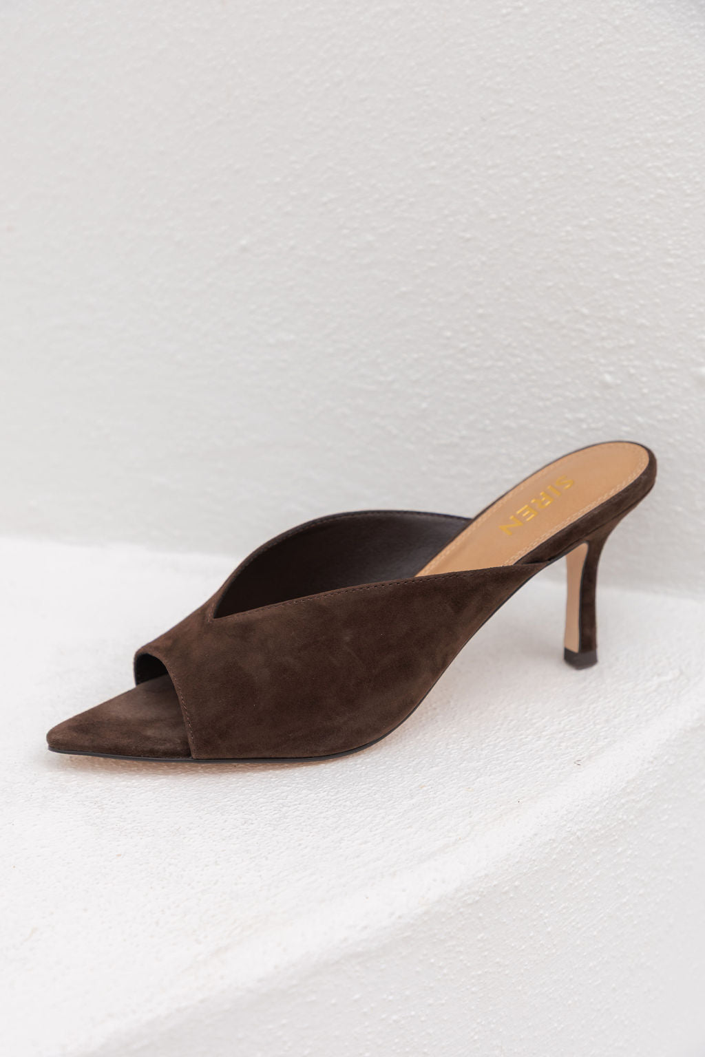 Mabel Pointed Toe Mules - Chocolate Brown Suede - Siren