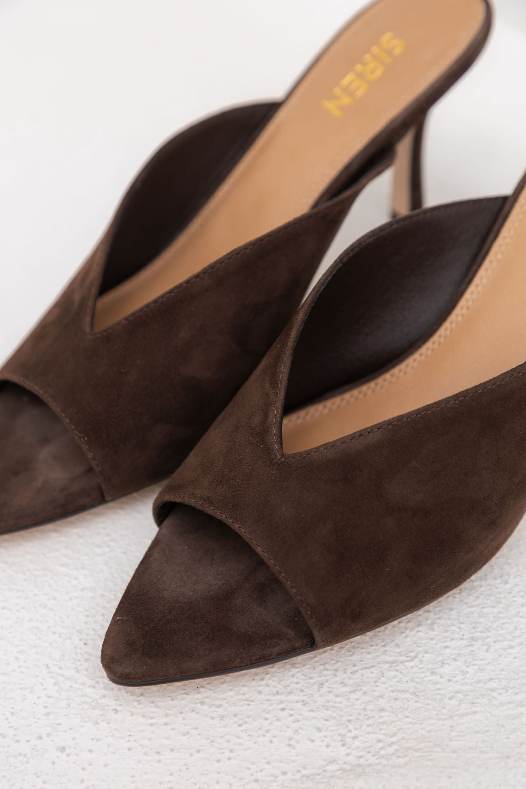 Mabel Pointed Toe Mules - Chocolate Brown Suede - Siren