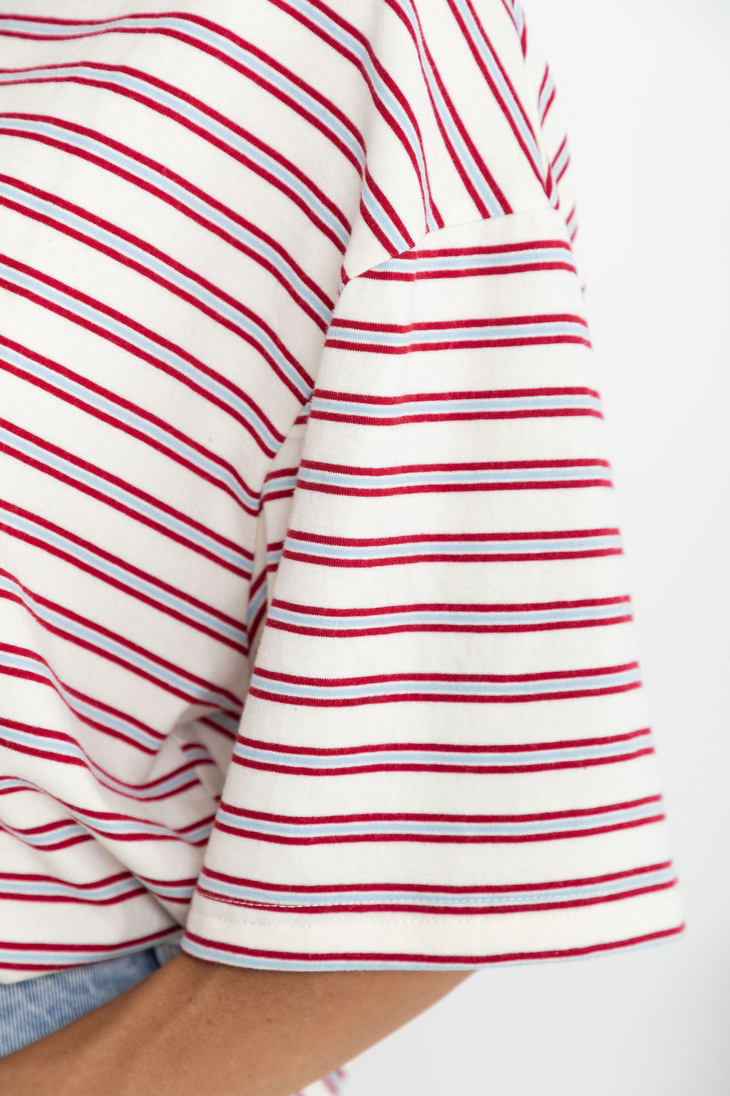 Ryan Relaxed-Fit Tee - Cream with Red & Blue Stripes