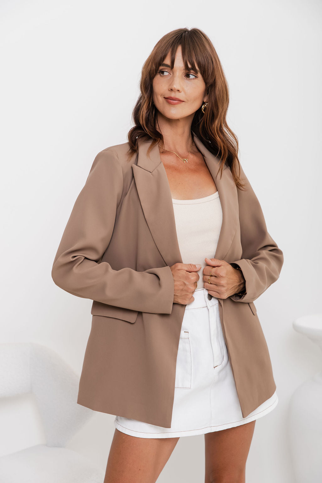 Eli Boyfriend Blazer Jacket - Mocha