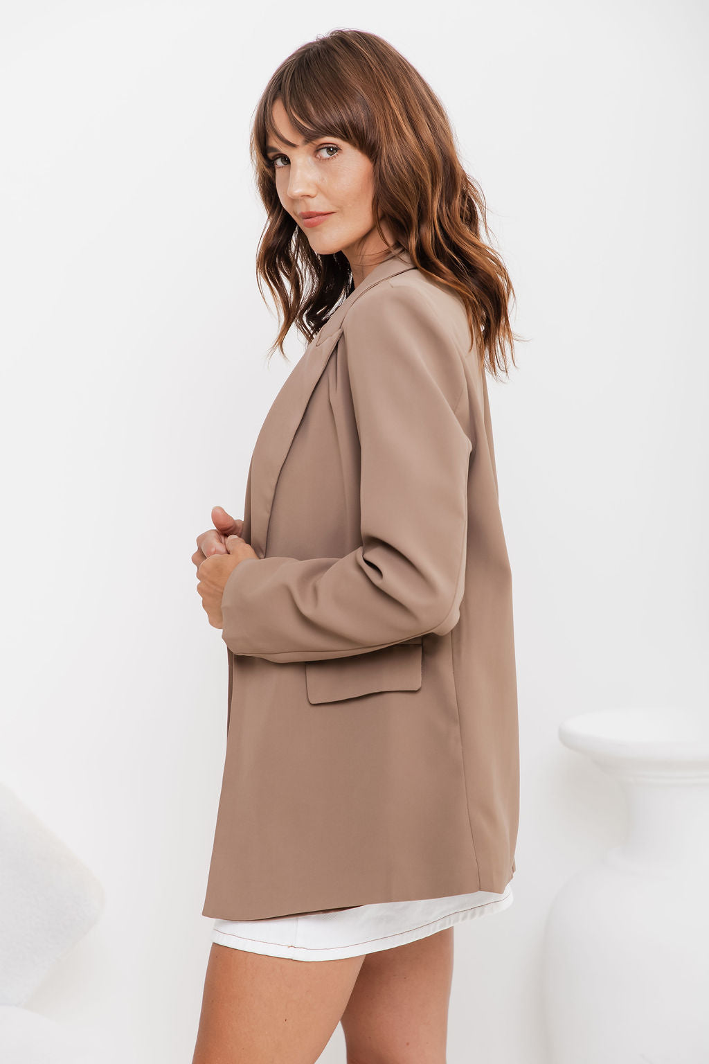 Eli Boyfriend Blazer Jacket - Mocha