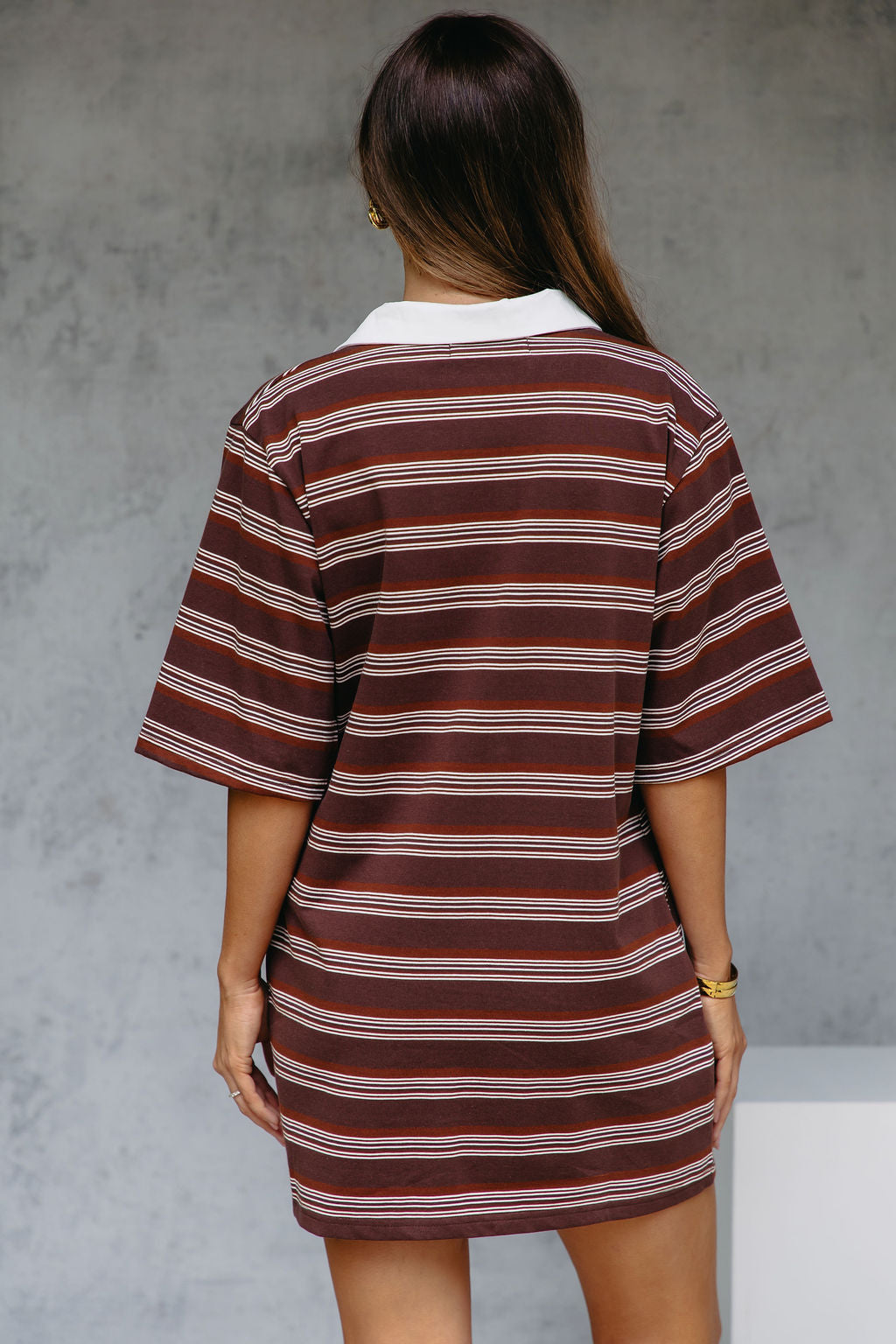 Soho Rugby Stripe Shirt Dress - Chocolate