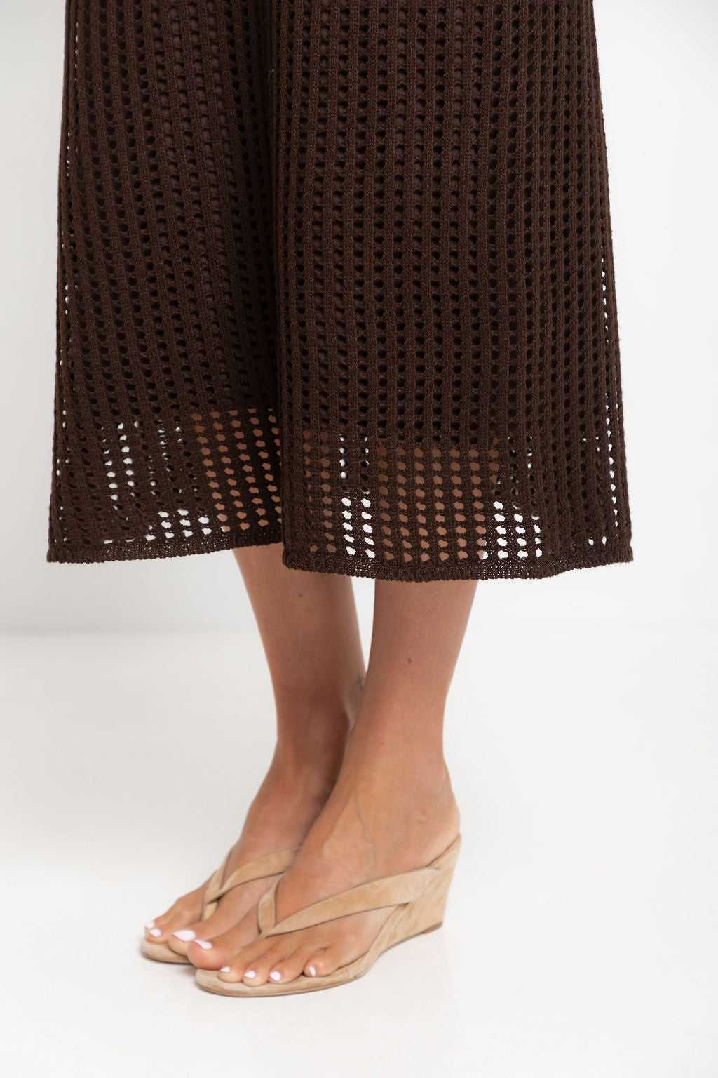 Airlie Crochet Midi Dress - Chocolate
