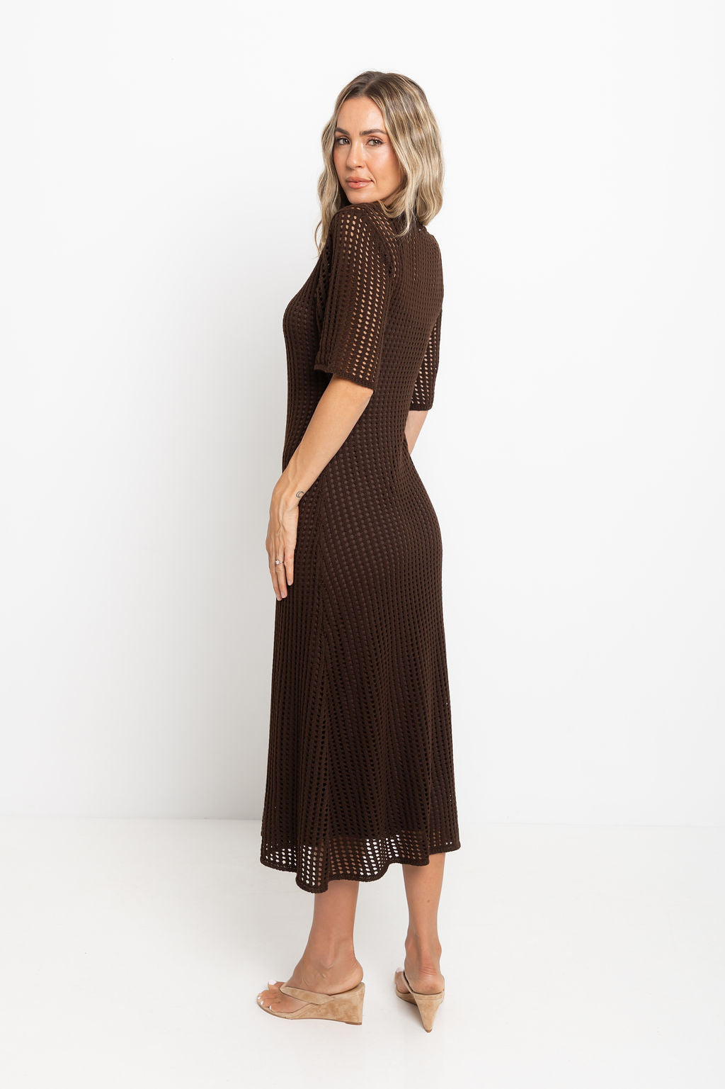 Airlie Crochet Midi Dress - Chocolate