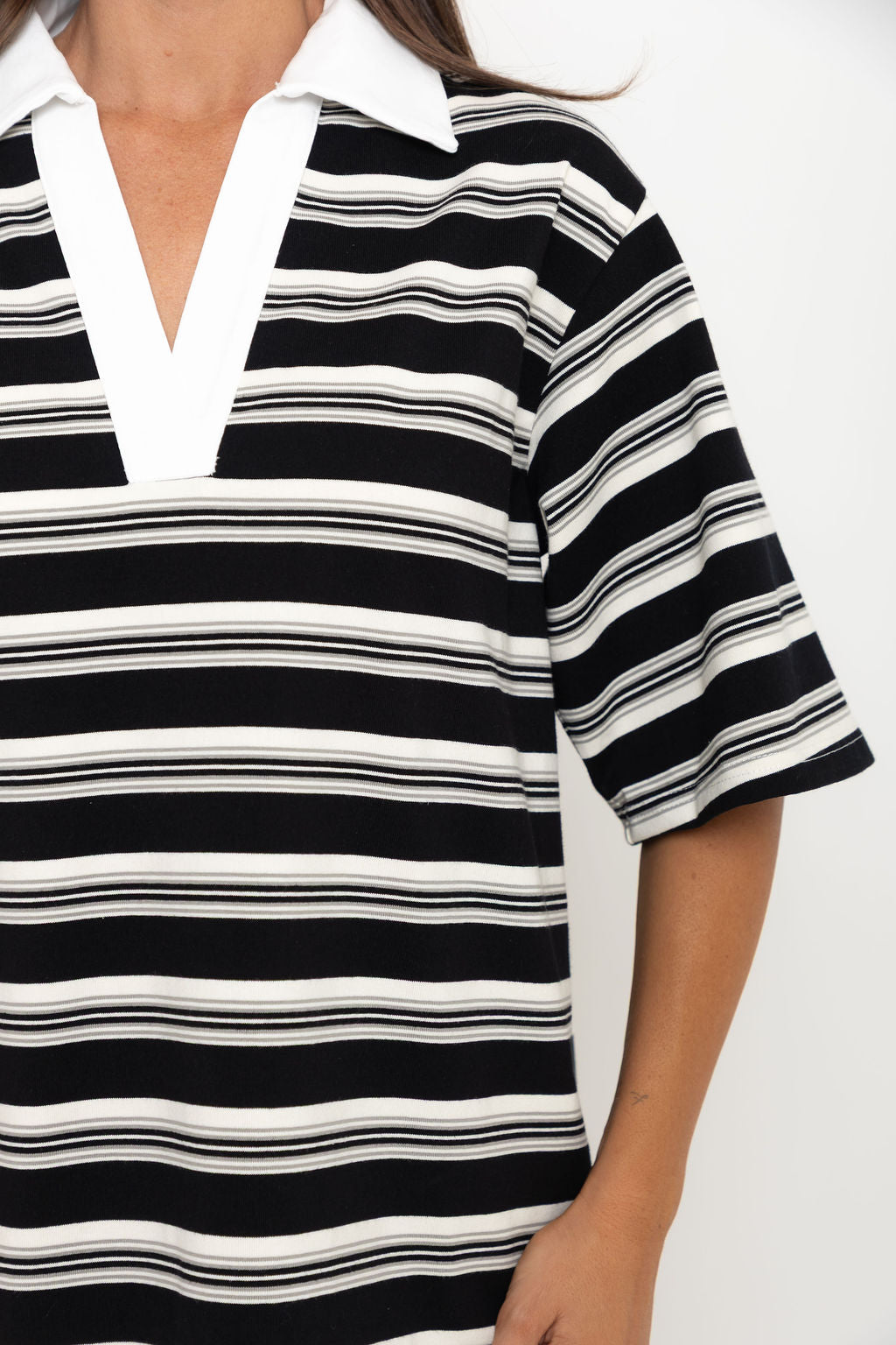 Ollie Rugby Stripe Tee - Black
