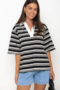 Ollie Rugby Stripe Tee - Black