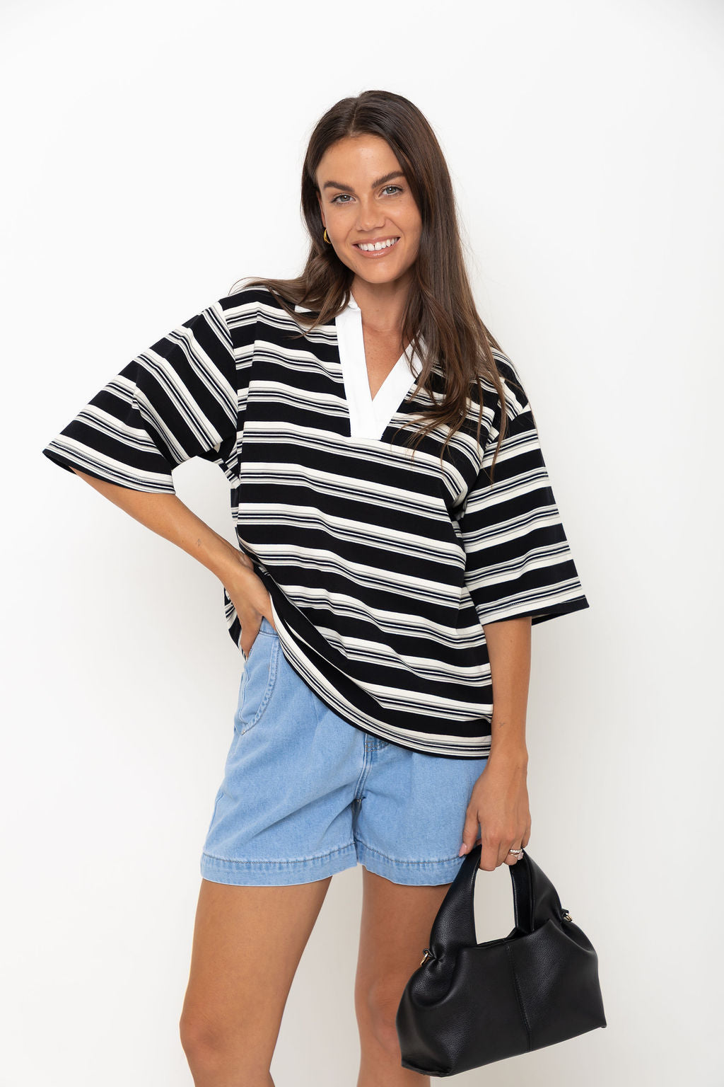 Ollie Rugby Stripe Tee - Black