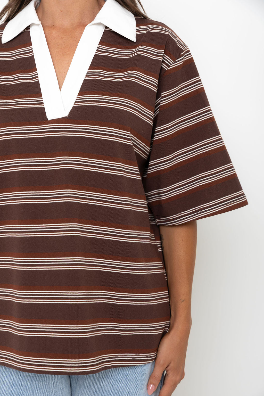 Ollie Rugby Stripe Tee - Chocolate