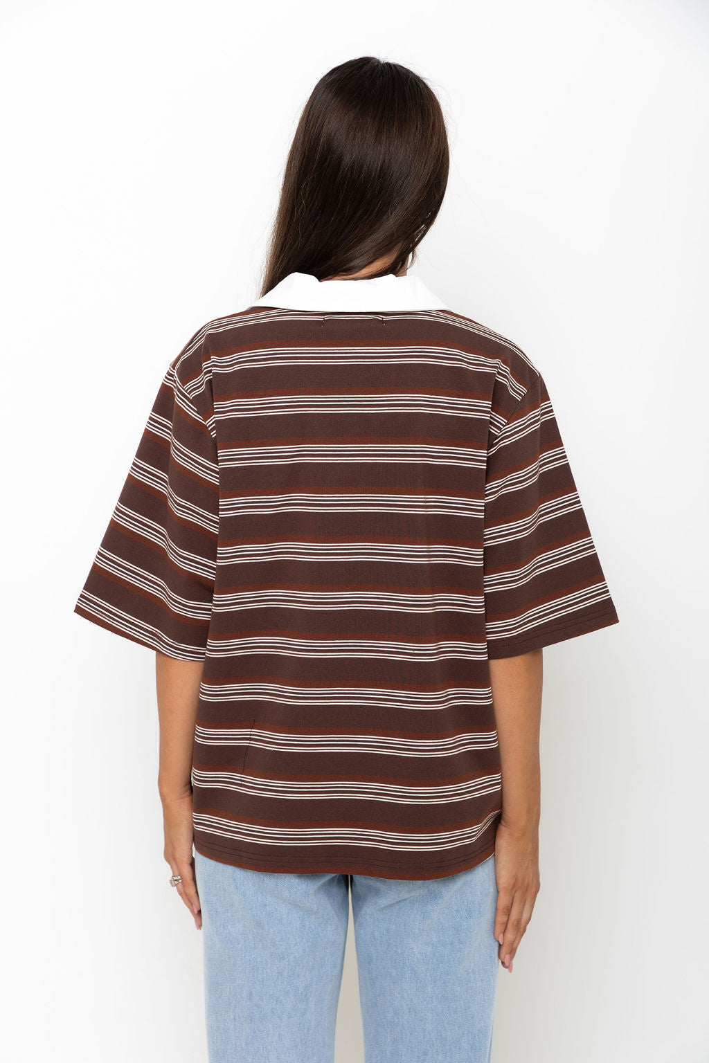 Ollie Rugby Stripe Tee - Chocolate