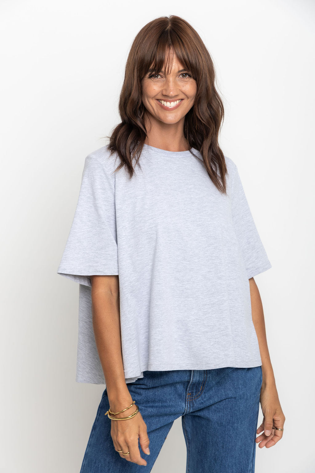 Jude Cotton Swing Tee - Grey Marle