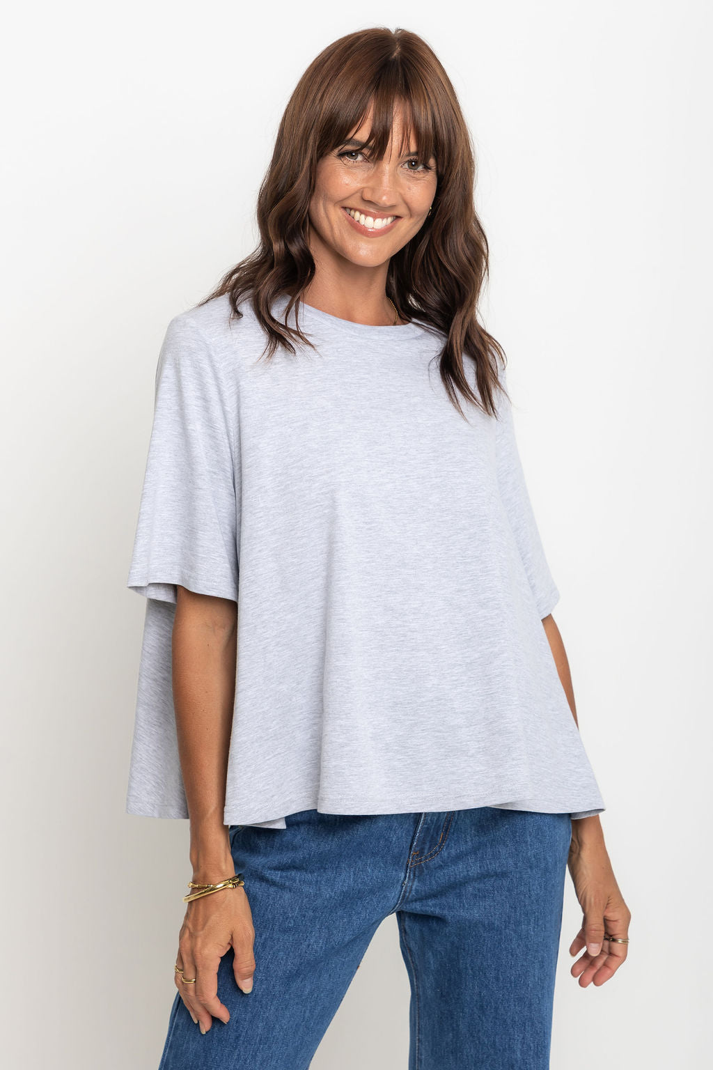 Jude Cotton Swing Tee - Grey Marle