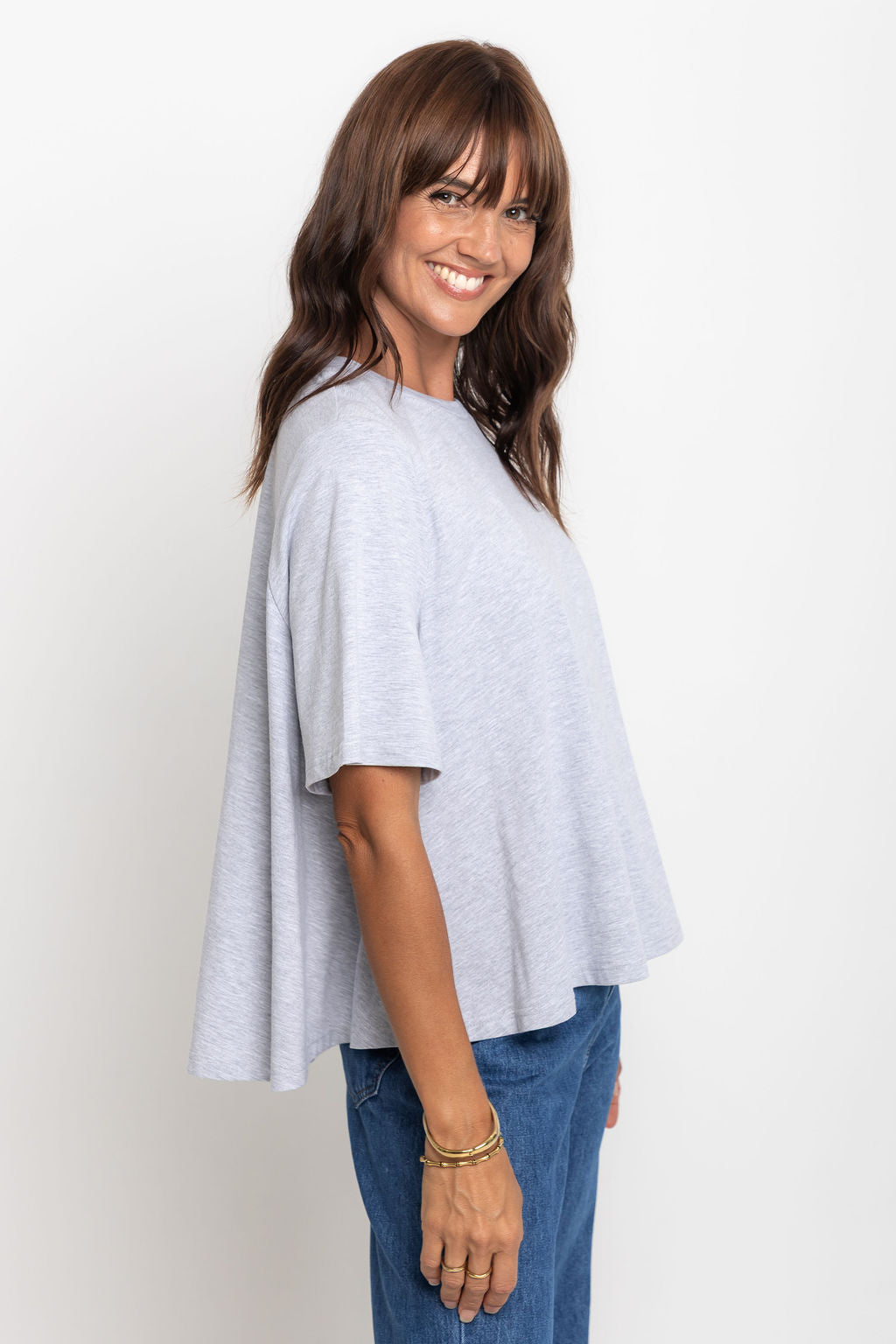 Jude Cotton Swing Tee - Grey Marle