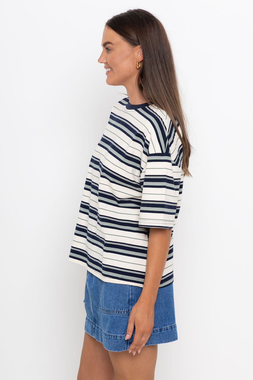 Ryan Relaxed-Fit Stripe Tee - Navy and Green
