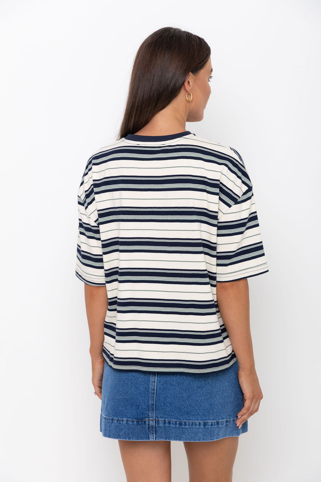 Ryan Relaxed-Fit Stripe Tee - Navy and Green
