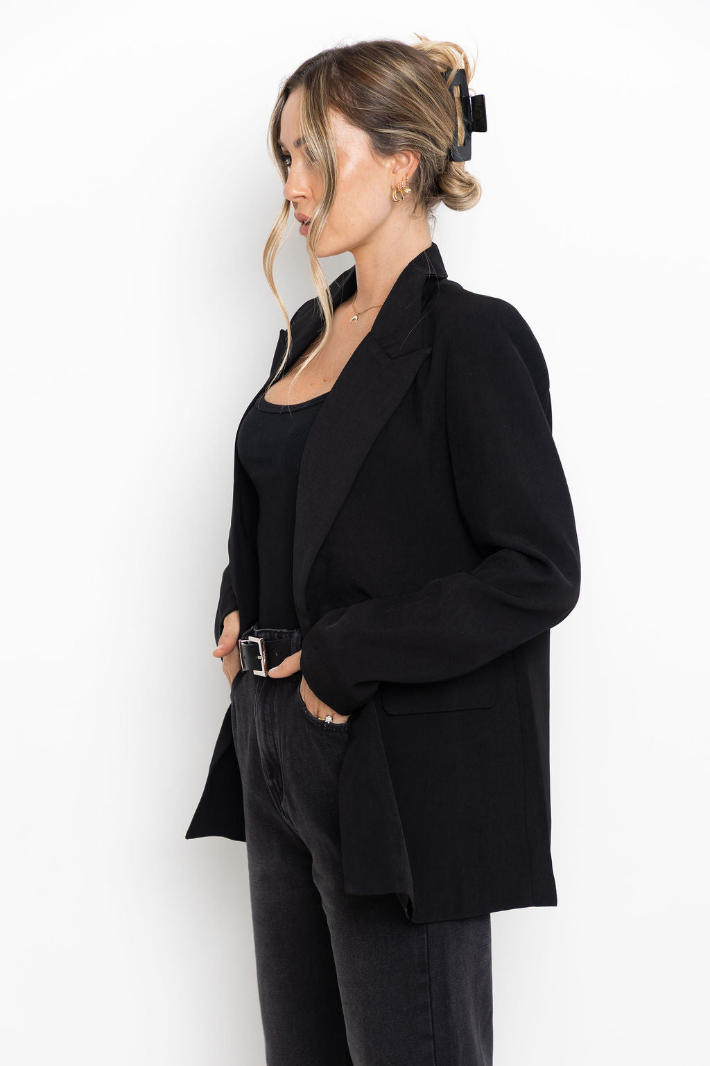 Raffa Double-Breasted Blazer - Black