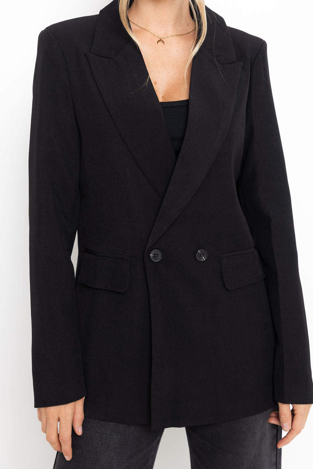 Raffa Double-Breasted Blazer - Black