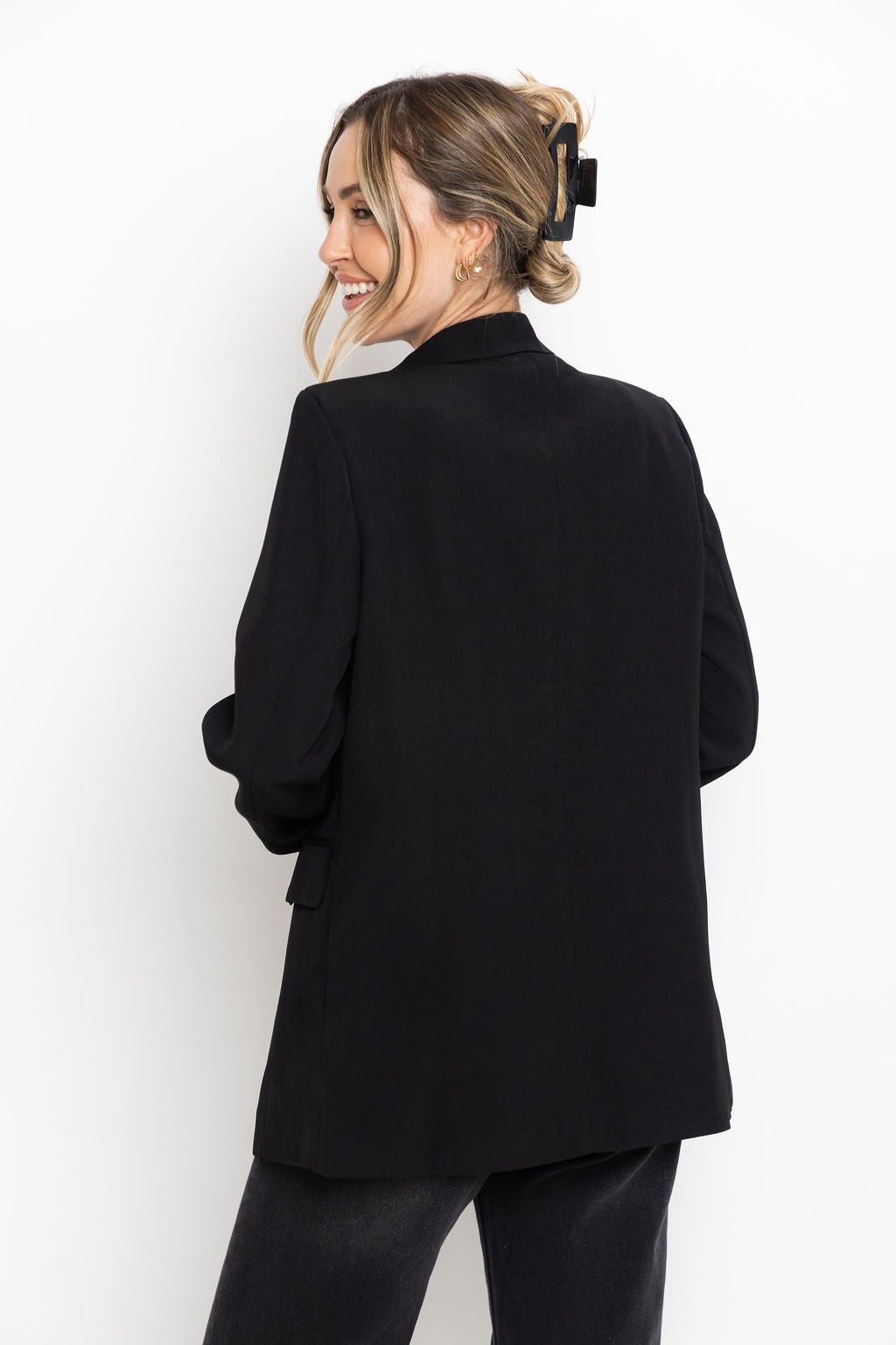 Raffa Double-Breasted Blazer - Black