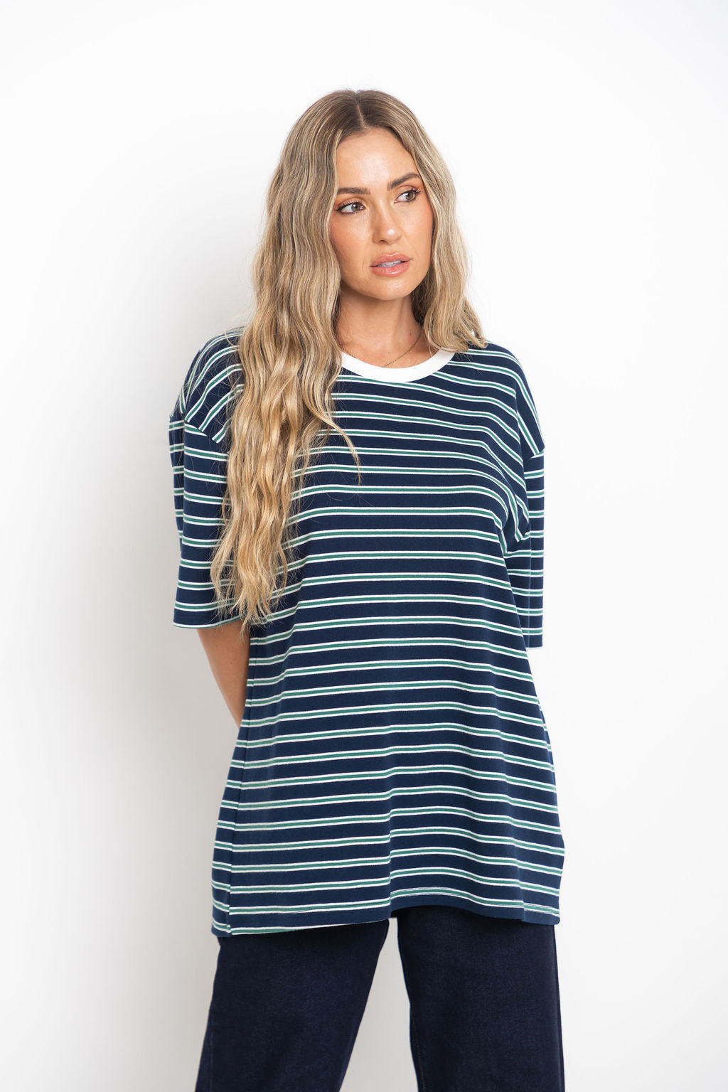 Zephyr Relaxed-Fit Stripe Tee - Navy