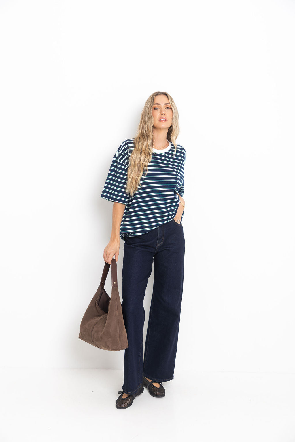 Zephyr Relaxed-Fit Stripe Tee - Navy