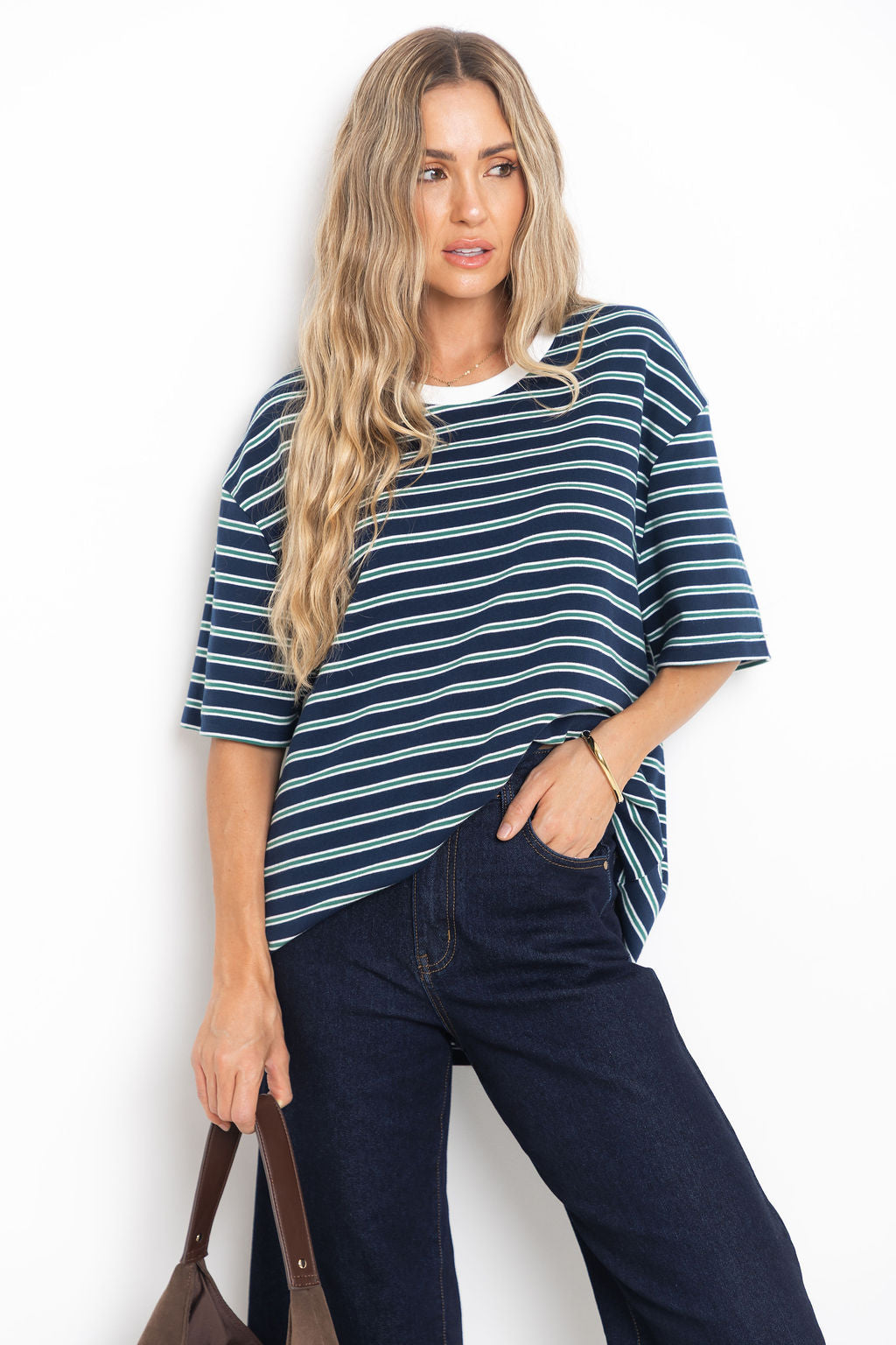 Zephyr Relaxed-Fit Stripe Tee - Navy