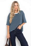 Zephyr Relaxed-Fit Stripe Tee - Navy