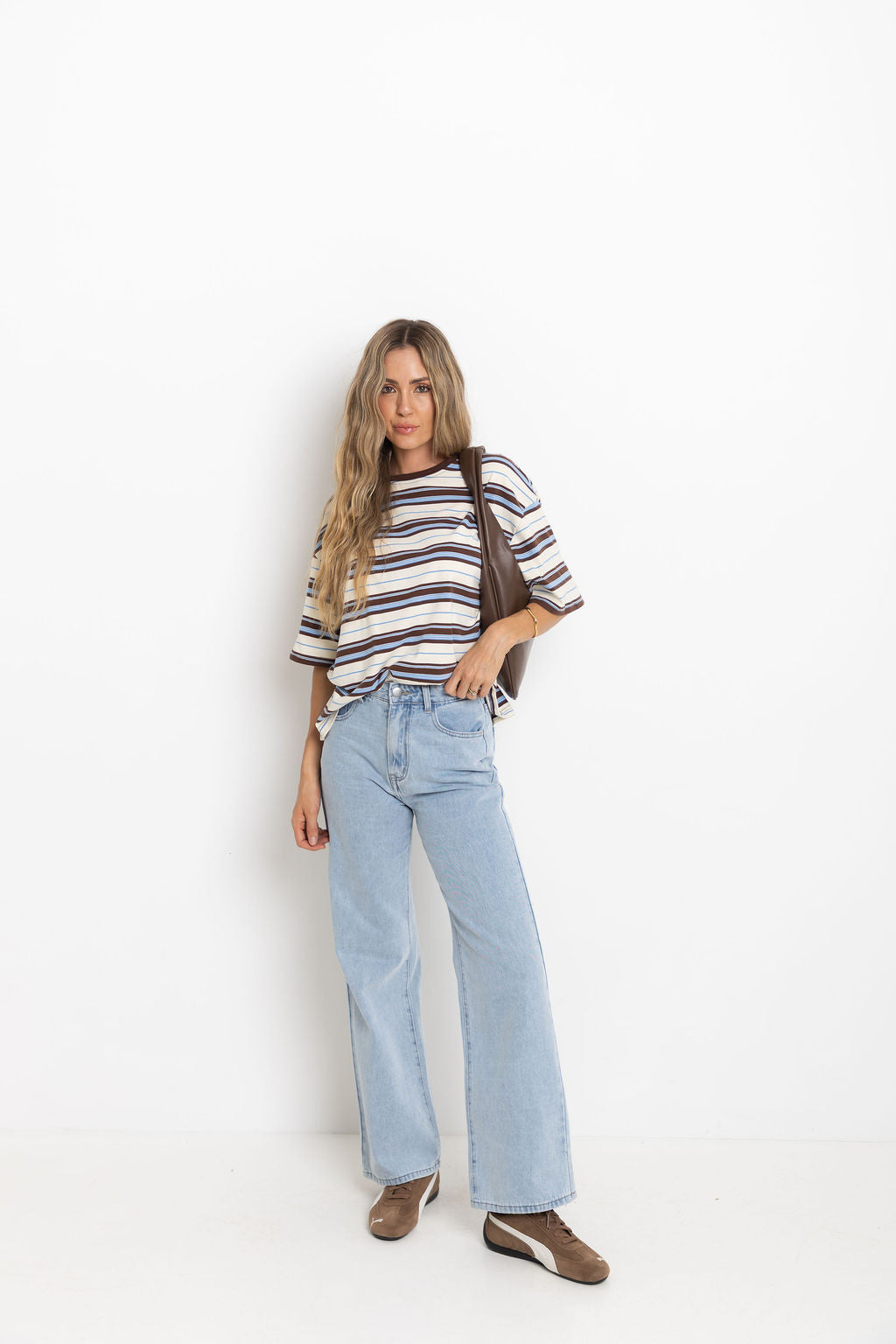 Ryan Relaxed-Fit Stripe Tee - Choc and Blue