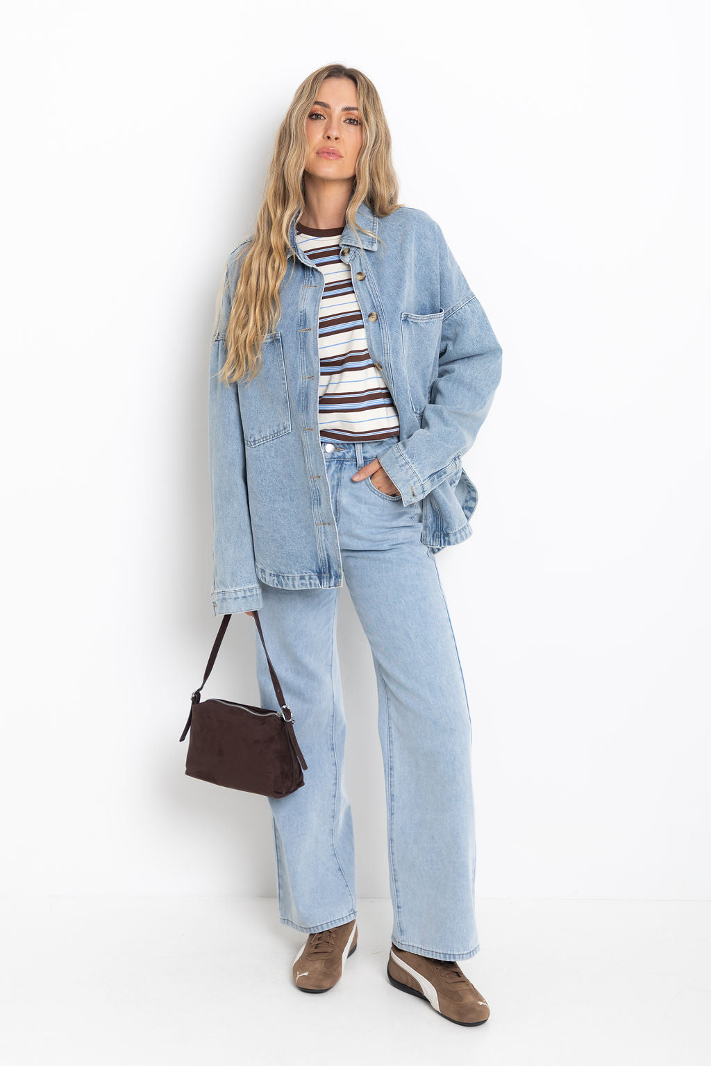 Ryan Relaxed-Fit Stripe Tee - Choc and Blue